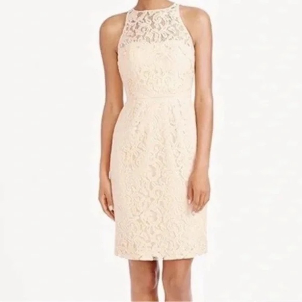 J. Crew Elegant Lace Sleeveless Dress - color Cream. NWT.